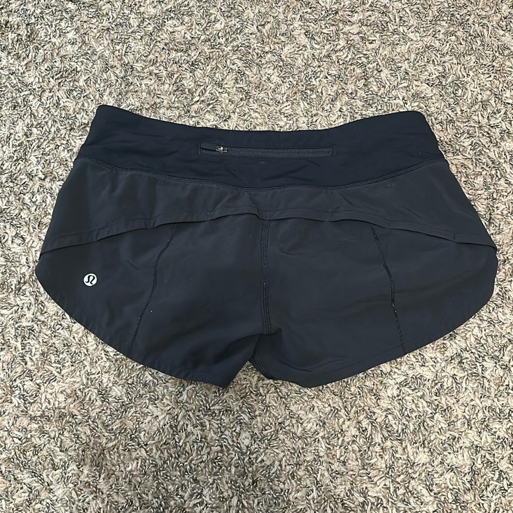 Black Lululemon speed up shorts. Size 2 and 2.5”